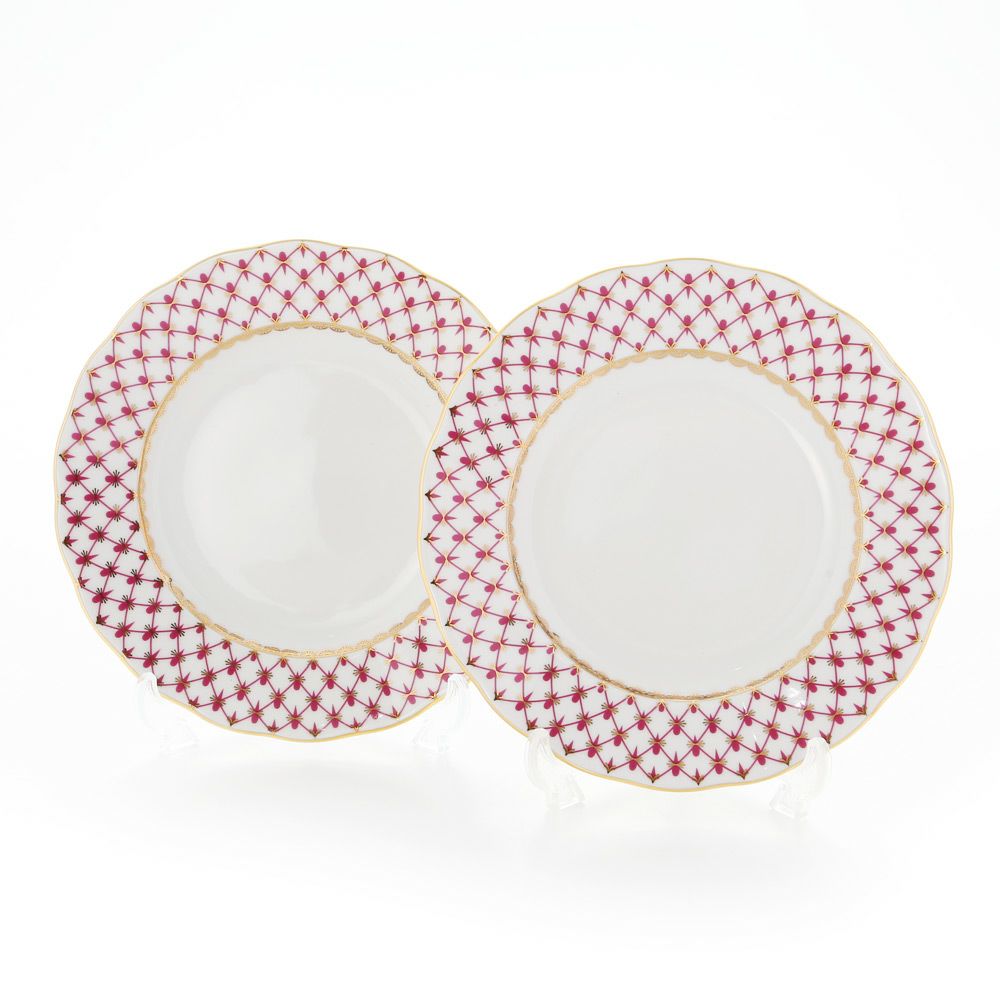 ロシア食器 インペリアル・ポーセリン ブルース（ピンクネット） プレート 18cm ペア