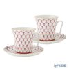 ロシア食器 インペリアル・ポーセリン ブルース（ピンクネット） マグ＆ソーサーセット 360ml ペア NEW