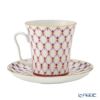 ロシア食器 インペリアル・ポーセリン ブルース（ピンクネット） マグ＆ソーサーセット 360ml ペア NEW