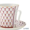 ロシア食器 インペリアル・ポーセリン ブルース（ピンクネット） マグ＆ソーサーセット 360ml ペア NEW