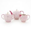ロシア食器 インペリアル・ポーセリン ブルース（ピンクネット） ポット3点セット