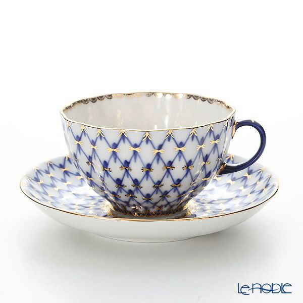 ロシア食器 インペリアル・ポーセリン コバルトネット ティー7点セット