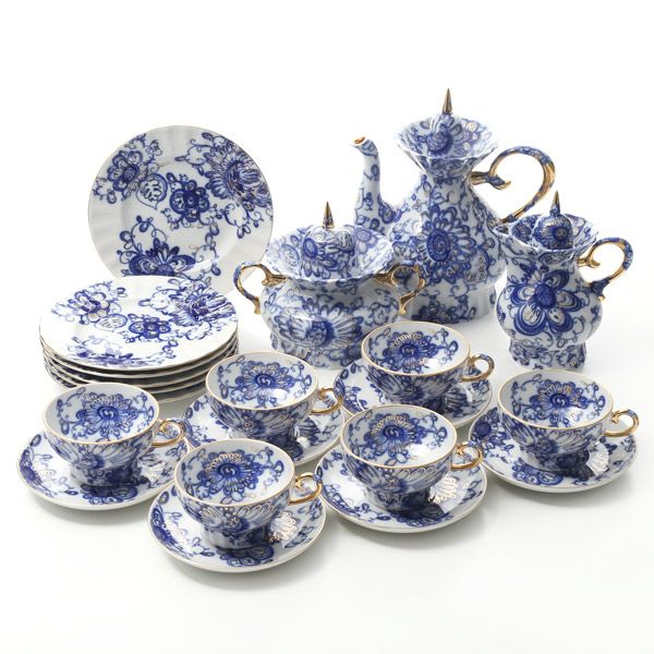 ロシア食器 インペリアル・ポーセリン シンギングガーデン 6人用セット