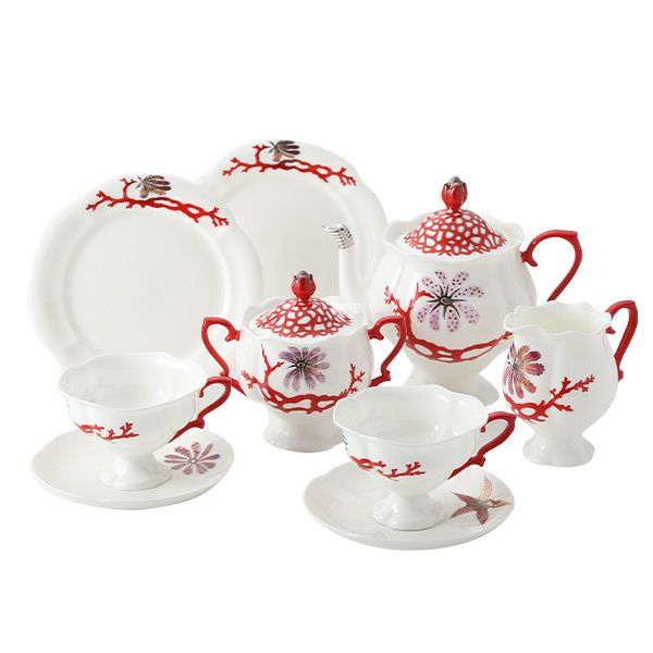 ロシア食器 インペリアル・ポーセリン シートレジャーズ 2人用 ティー 7点セット