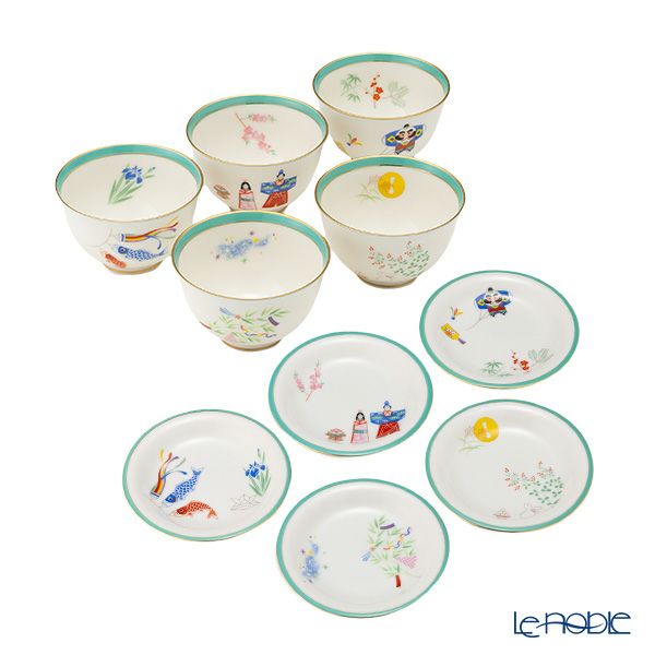 香蘭社 月ごよみ 湯呑み ＆銘々皿 5人用