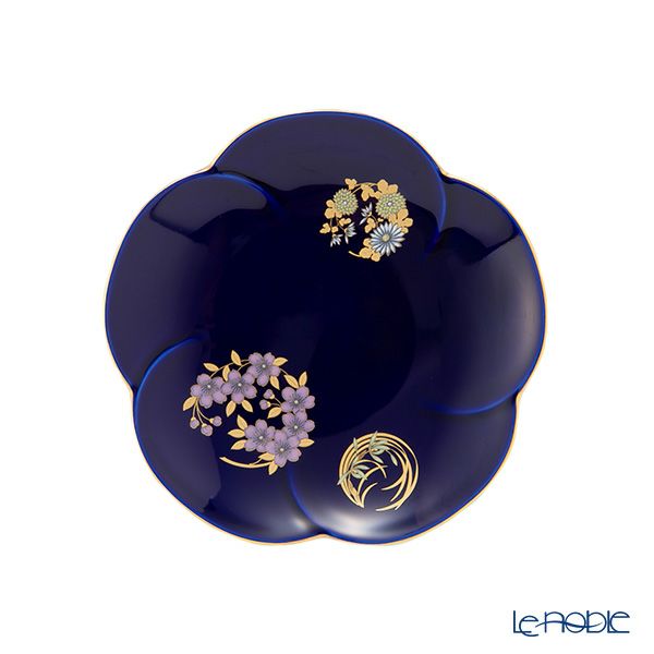 香蘭社 ルリ花丸紋 高級茶器セット 土瓶1点＋蓋付湯呑5客＋銘々皿5枚 5人用