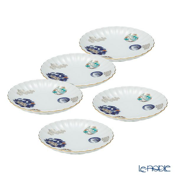 香蘭社 金ミル花丸紋 銘々皿 13.5cm 5枚セット