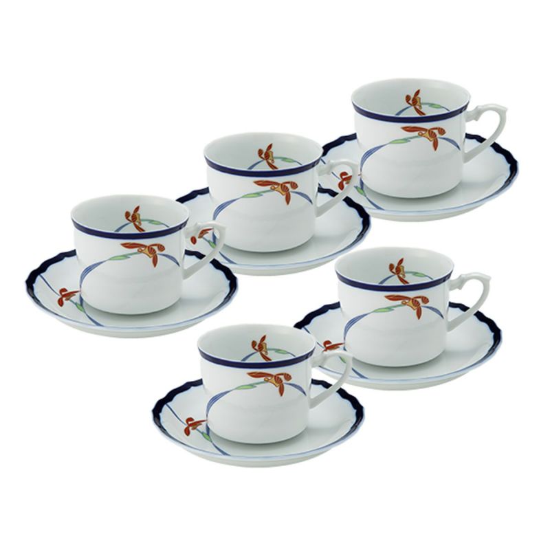 香蘭社 オーキッドレース コーヒーカップ＆ソーサー 200ml 5客セット