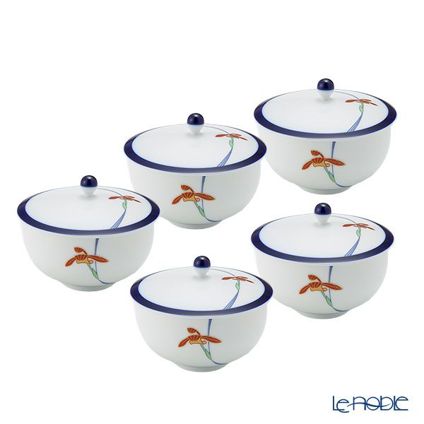 香蘭社 オーキッドレース 蓋付湯呑み 170ml 5客セット