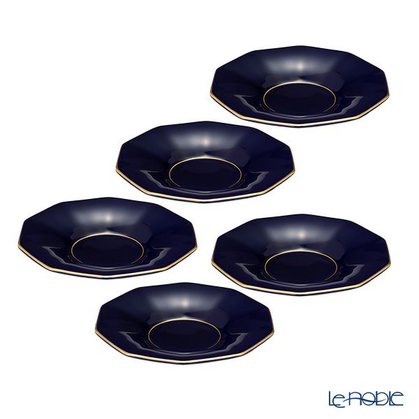 香蘭社 ルリ 十角形茶托 5枚セット