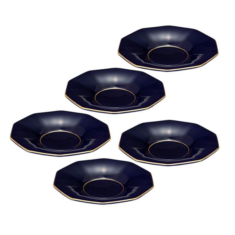 香蘭社 ルリ 十角形茶托 5枚セット