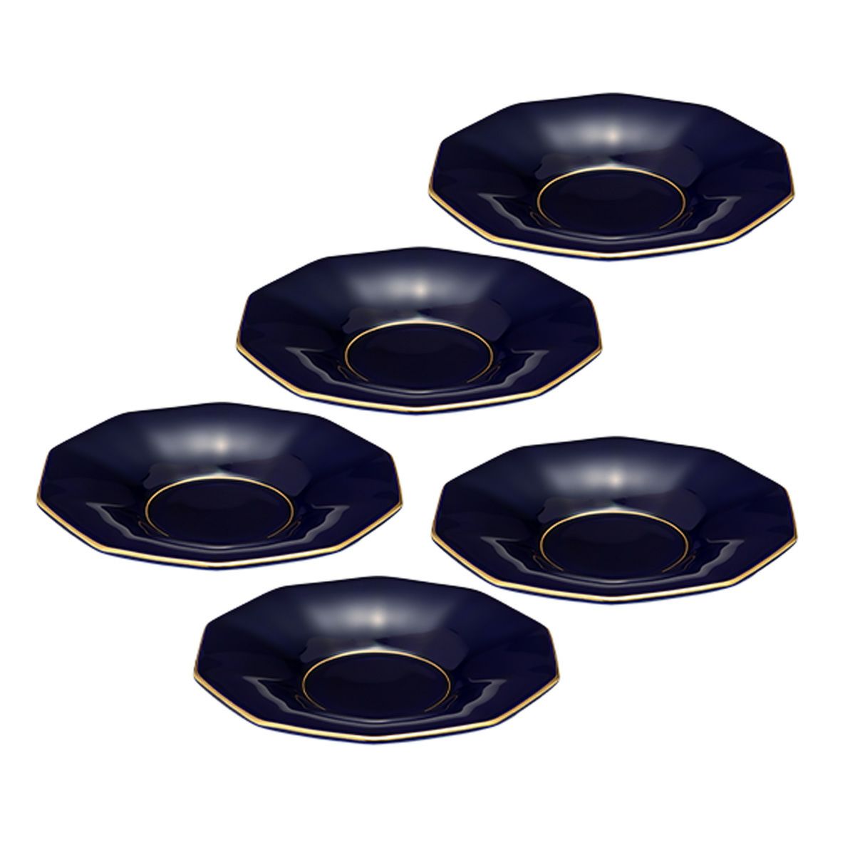 香蘭社 ルリ 十角形茶托 5枚セット