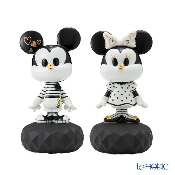 リヤドロ ミッキーマウス ＆ ミニーマウス（Black ＆White） ペア 09601 ＆ 09707