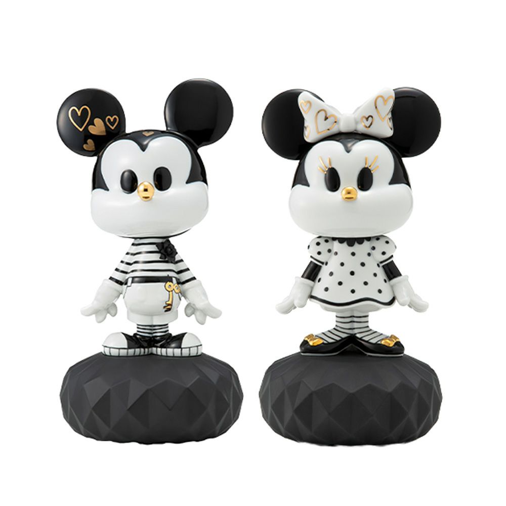 リヤドロ ミッキーマウス ＆ ミニーマウス（Black ＆White） ペア 09601 ＆ 09707