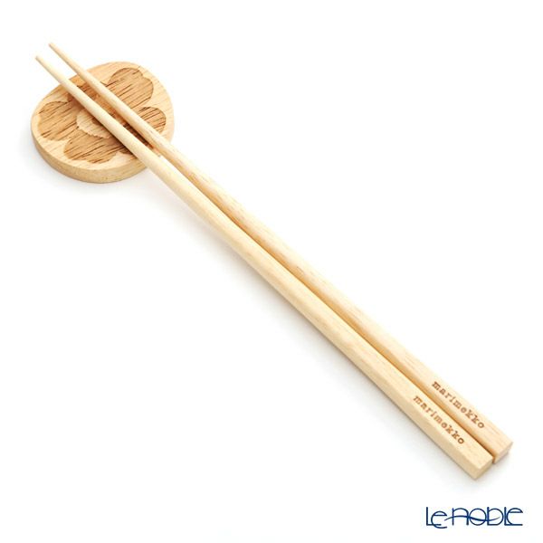 マリメッコ（marimekko） Unikko ウニッコ Chopstick Rest（木製箸置き）＆ Chopsticks（木製箸22.5cm） 2人用セット 19AW