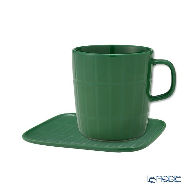 マリメッコ（marimekko） Tiiliskivi ティイリスキヴィ／煉瓦 れんが マグカップ 400ml ＆ プレート15.5×12.5cm セット ダークグリーン