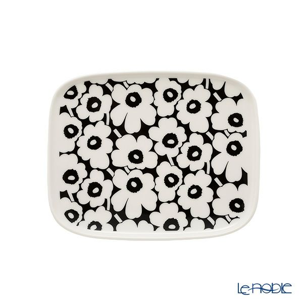 マリメッコ（marimekko） Unikko ウニッコ／けしの花 60thアニバーサリーコレクション 2ピースセット マグカップ＆プレート15.5×12.5cm ブラック×ホワイト