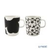 マリメッコ（marimekko） Unikko ウニッコ／けしの花 60thアニバーサリーコレクション マグカップ 250ml ペア ブラック×ホワイト 柄違い