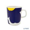マリメッコ（marimekko） Unikko ウニッコ／けしの花 60thアニバーサリーコレクション マグカップ ホワイト×ダークブルー×イエロー 250ml 柄違い ペア