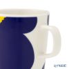 マリメッコ（marimekko） Unikko ウニッコ／けしの花 60thアニバーサリーコレクション マグカップ ホワイト×ダークブルー×イエロー 250ml 柄違い ペア