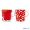 マリメッコ（marimekko） Unikko ウニッコ／けしの花 60thアニバーサリーコレクション マグカップ ホワイト×レッド 250ml 柄違い ペア