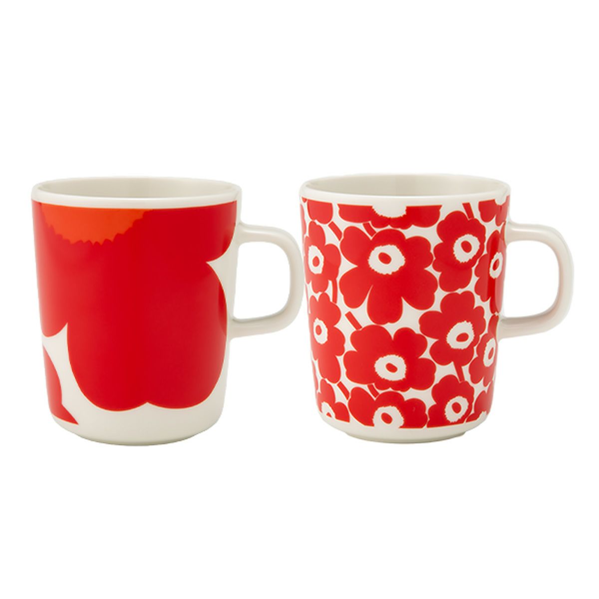 マリメッコ（marimekko） Unikko ウニッコ／けしの花 60thアニバーサリーコレクション マグカップ ホワイト×レッド 250ml 柄違い ペア