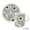マリメッコ（marimekko） Unikko ウニッコ／けしの花 2点セット マグカップ250ml ＆ プレート13.5cm ライトグレー×サンド