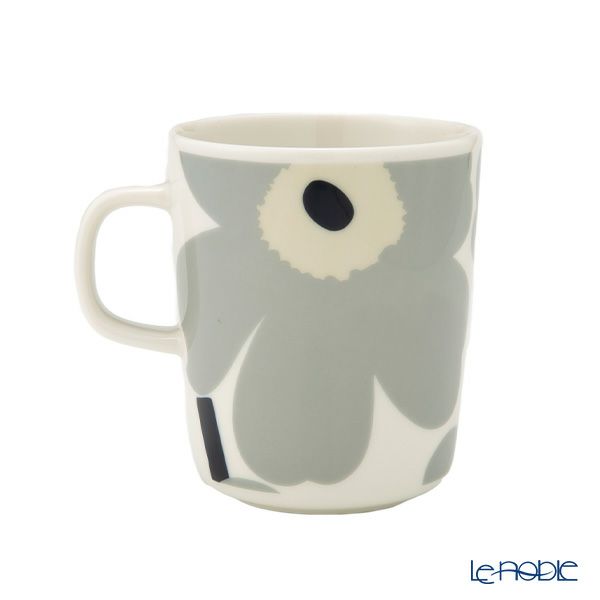 マリメッコ（marimekko） Unikko ウニッコ／けしの花 2点セット マグカップ250ml ＆ プレート13.5cm ライトグレー×サンド