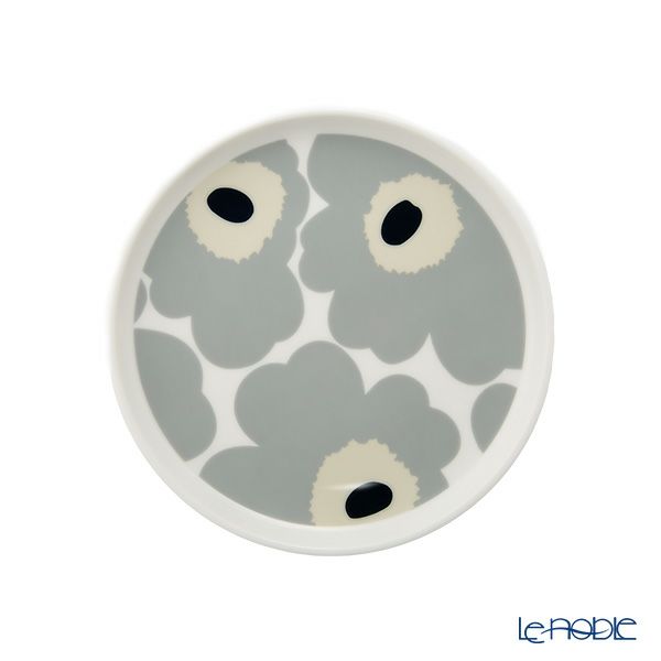 マリメッコ（marimekko） Unikko ウニッコ／けしの花 2点セット マグカップ250ml ＆ プレート13.5cm ライトグレー×サンド