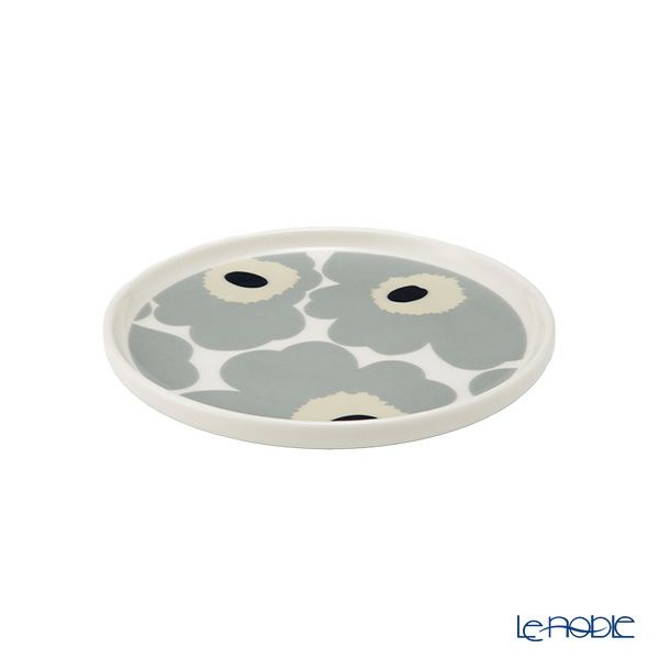 マリメッコ（marimekko） Unikko ウニッコ／けしの花 2点セット マグカップ250ml ＆ プレート13.5cm ライトグレー×サンド