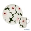 マリメッコ（marimekko） Unikko ウニッコ／けしの花 2点セット プレート 20cm ＆ マグカップ 250ml ホワイト×ダークグリーン