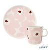 マリメッコ（marimekko） Unikko ウニッコ／けしの花 2点セット プレート 20cm ＆ マグカップ 400ml ホワイト×ピンク