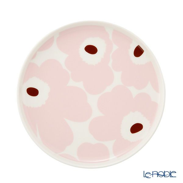 マリメッコ（marimekko） Unikko ウニッコ／けしの花 2点セット プレート 20cm ＆ マグカップ 400ml ホワイト×ピンク