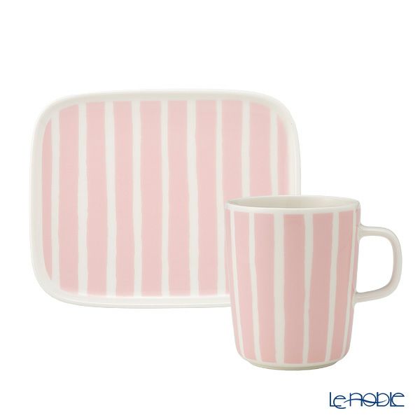 マリメッコ（marimekko） Piccolo ピッコロ／擬音語 2点セット プレート15×12cm ＆ マグカップ 250ml ホワイト×ピンク