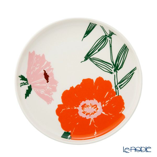 マリメッコ（marimekko） Puutarhakutsut プゥータルハクツットゥ／ガーデンパーティー 2点セット プレート 20cm ＆ マグカップ 400ml ホワイト×オレンジ