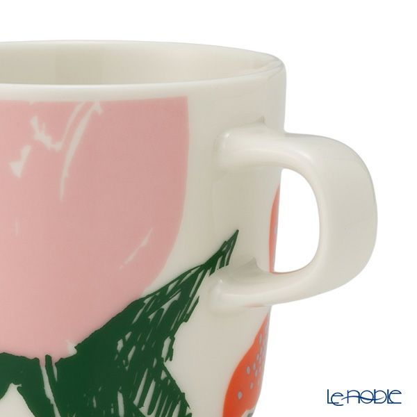 マリメッコ（marimekko）Puutarhakutsut プゥータルハクツットゥ／ガーデンパーティー コーヒーカップ／マグカップ 200ml ホワイト×ピンク ペア 074071-162／25SS