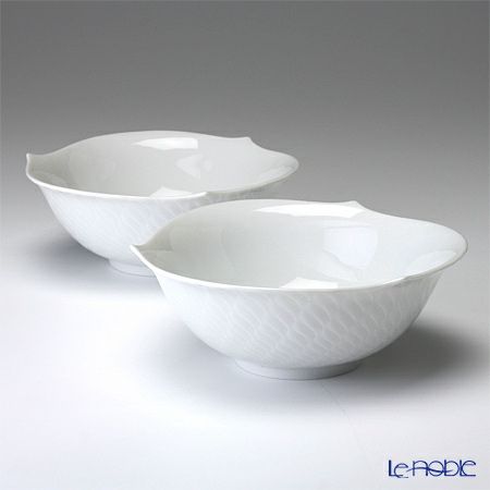 マイセン（Meissen） 波の戯れホワイト 000001／29411 サラダボウル 14.5cm ペア