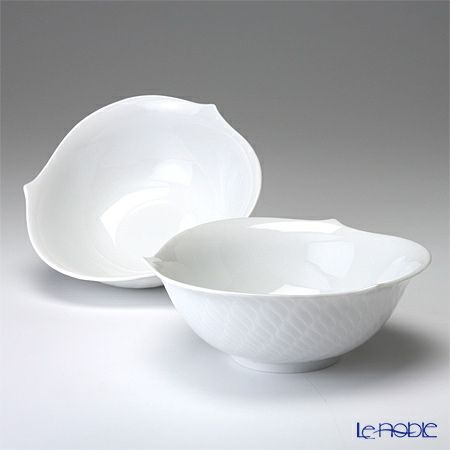 マイセン（Meissen） 波の戯れホワイト 000001／29411 サラダボウル 14.5cm ペア