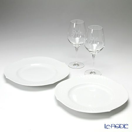 マイセン（Meissen） 波の戯れホワイト＆マイセンクリスタル 2人用 フレンチ＆ワイン ディナー4点セット