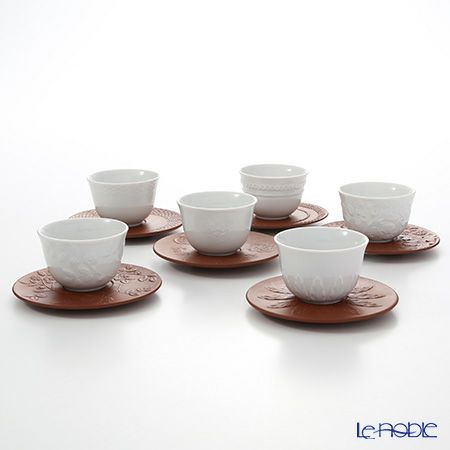 マイセン（Meissen） 歴代レリーフ 1984年から1989年 白磁カップ＆ベットガーセッ器ソーサー 6客セット