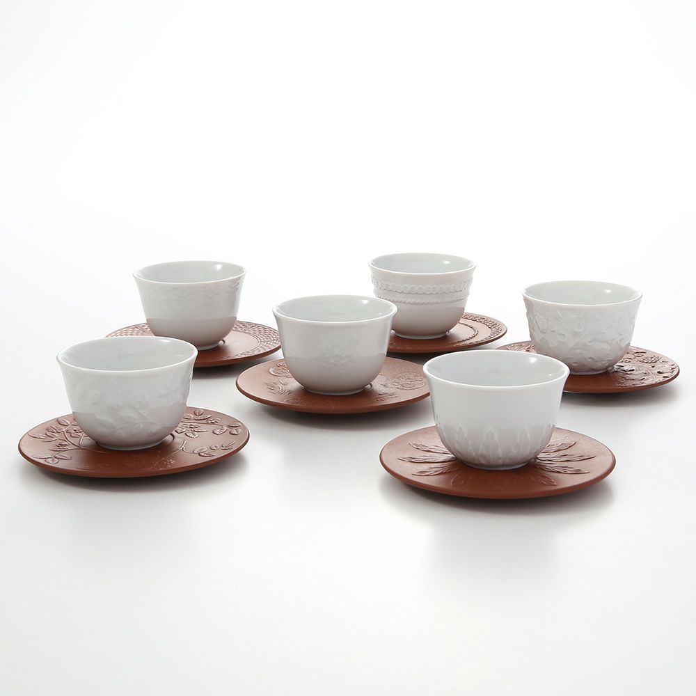 マイセン（Meissen） 歴代レリーフ 1984年から1989年 白磁カップ＆ベットガーセッ器ソーサー 6客セット