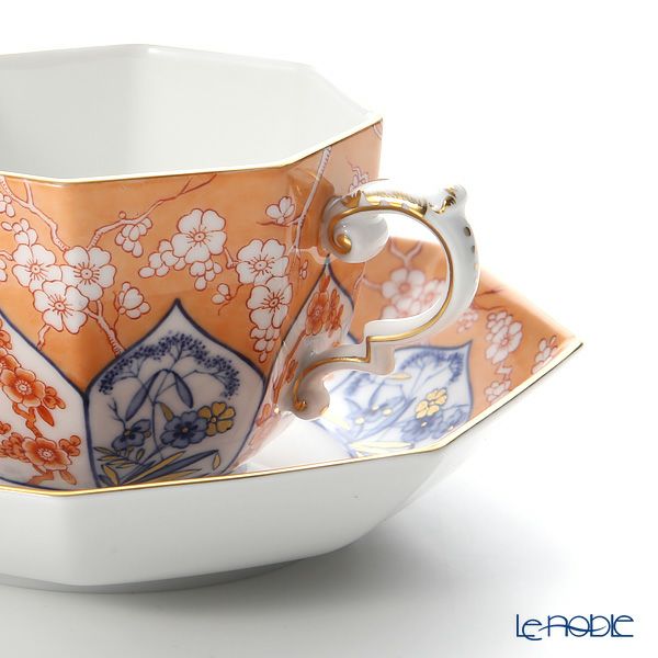 マイセン（Meissen） リミテッドエディション 408074／55836 ＆ 408174／55836 オクタゴナルカップ＆ソーサー ブルー＆レッド ペア 世界限定コレクション