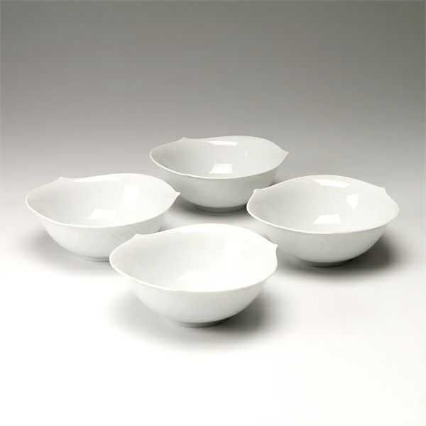 マイセン（Meissen） 波の戯れホワイト 000001／29411 サラダボウル 14.5cm 4個セット