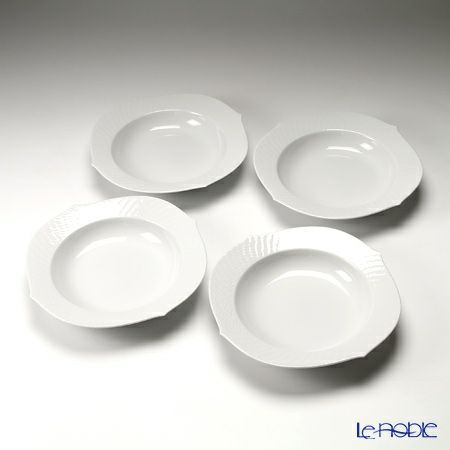 マイセン（Meissen） 波の戯れホワイト 000001／29488 スーププレート 23cm 4枚セット