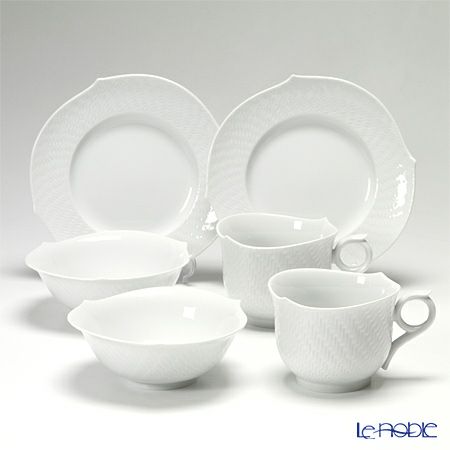 マイセン（Meissen） 波の戯れホワイト マグ＆プレート＆ボウル 6点セット