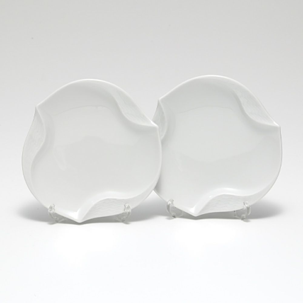 マイセン（Meissen） 波の戯れホワイト 000001／53574 ギフトプレート 12.5cm ペア