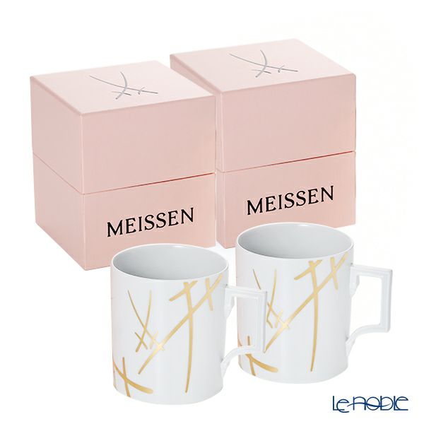 マイセン（Meissen） 剣マーク スタイル（ゴールド） マグカップ 240ml／高さ9cm ペア 77a042／55810