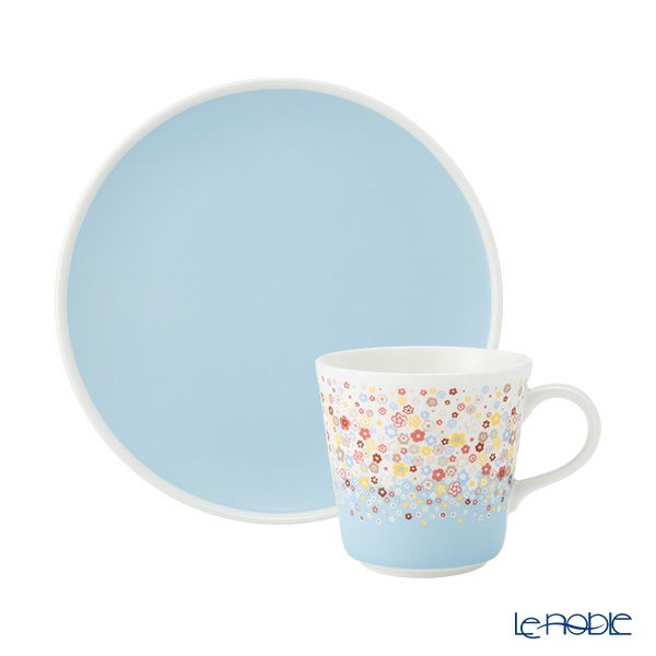 ナルミ ポーチュラカ 2ピースセット マグカップ 340ml ＆プレート21cm ブルー