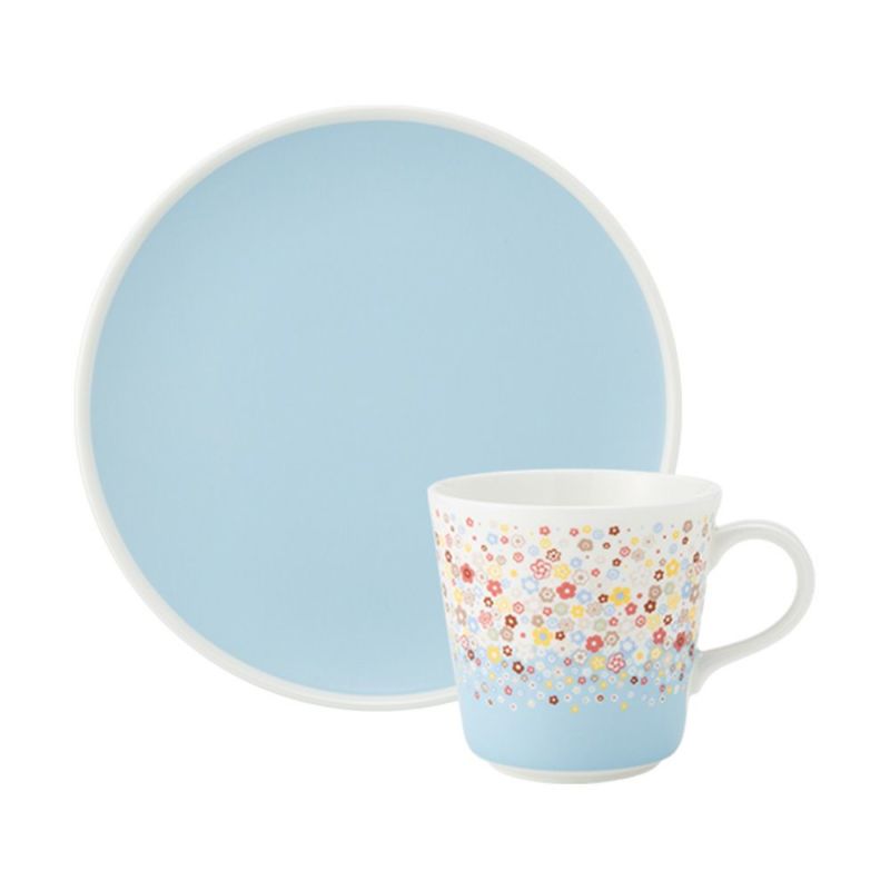 ナルミ ポーチュラカ 2ピースセット マグカップ 340ml ＆プレート21cm ブルー