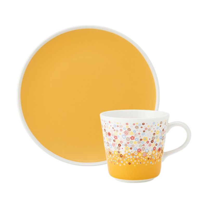 ナルミ ポーチュラカ 2ピースセット マグカップ 340ml ＆プレート21cm オレンジ